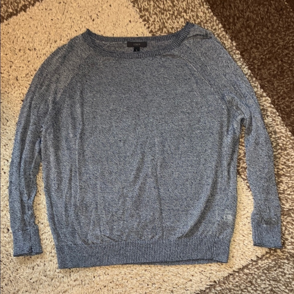 J. Crew Gray and Blue Crew Neck Sweater Soft Knit